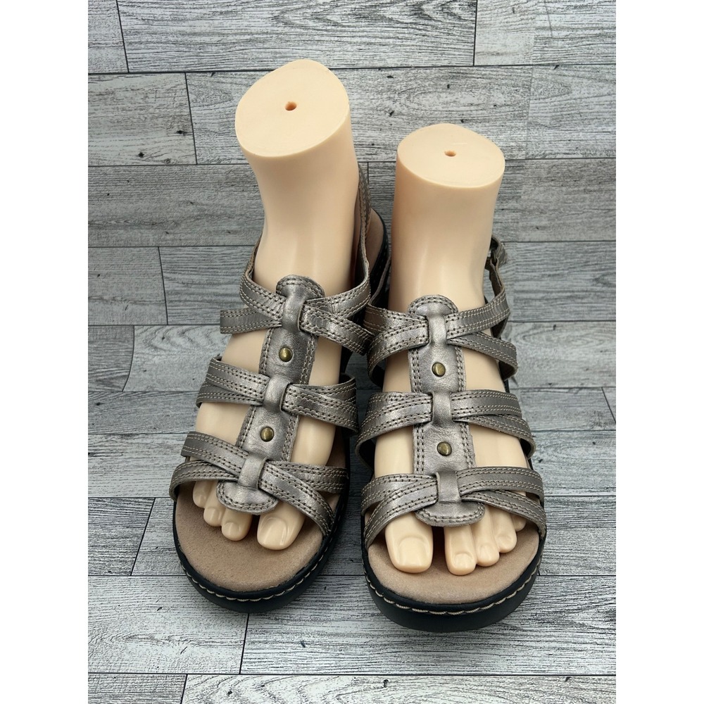Clarks‎ Collection Comfort Metallic Bronze Strappy Wedge Sandals Women 8.5M